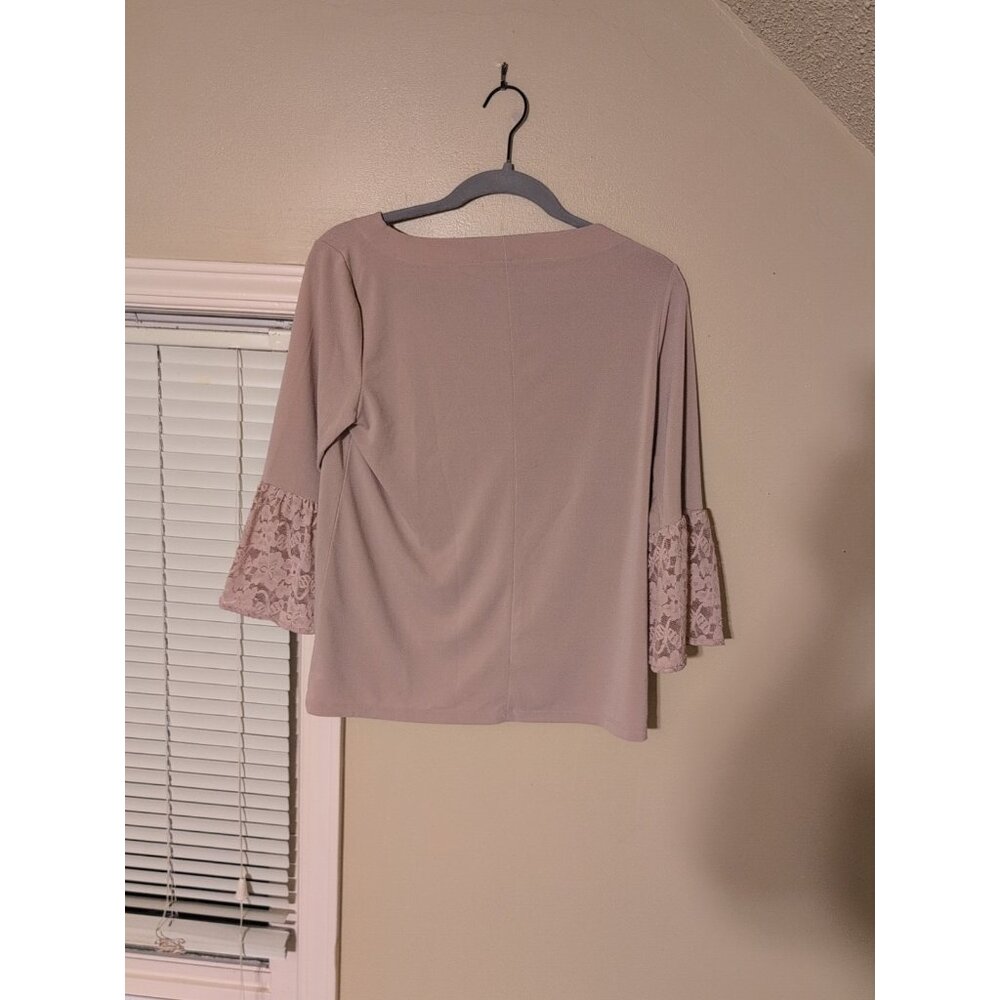 Banana Republic Crepe Lace-Sleeve Top Women’s Small Pink Long Sleeve - Picture 3 of 5